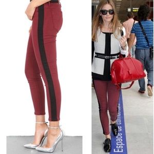 Red Denim Pants with Stripes